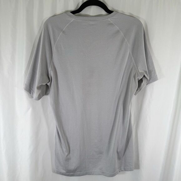 Nike Pro Dri Fit Shirt Men's Large Grey Short Sleeve Swoosh Print Crew Neck - Picture 7 of 9
